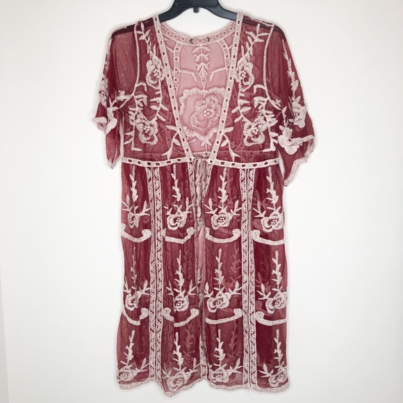 Swimwear cover up embroidered kimono NWT - Picture 5 of 6